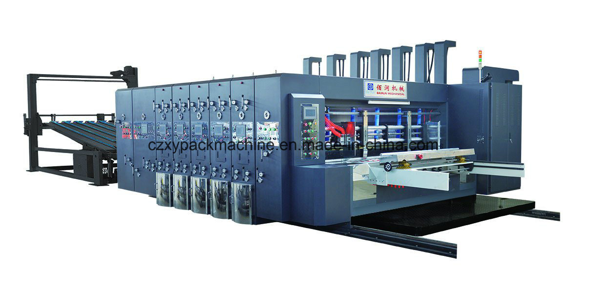 Corrugated Paper Box Printing Die Cutting Machine with Gluing Packaging Line