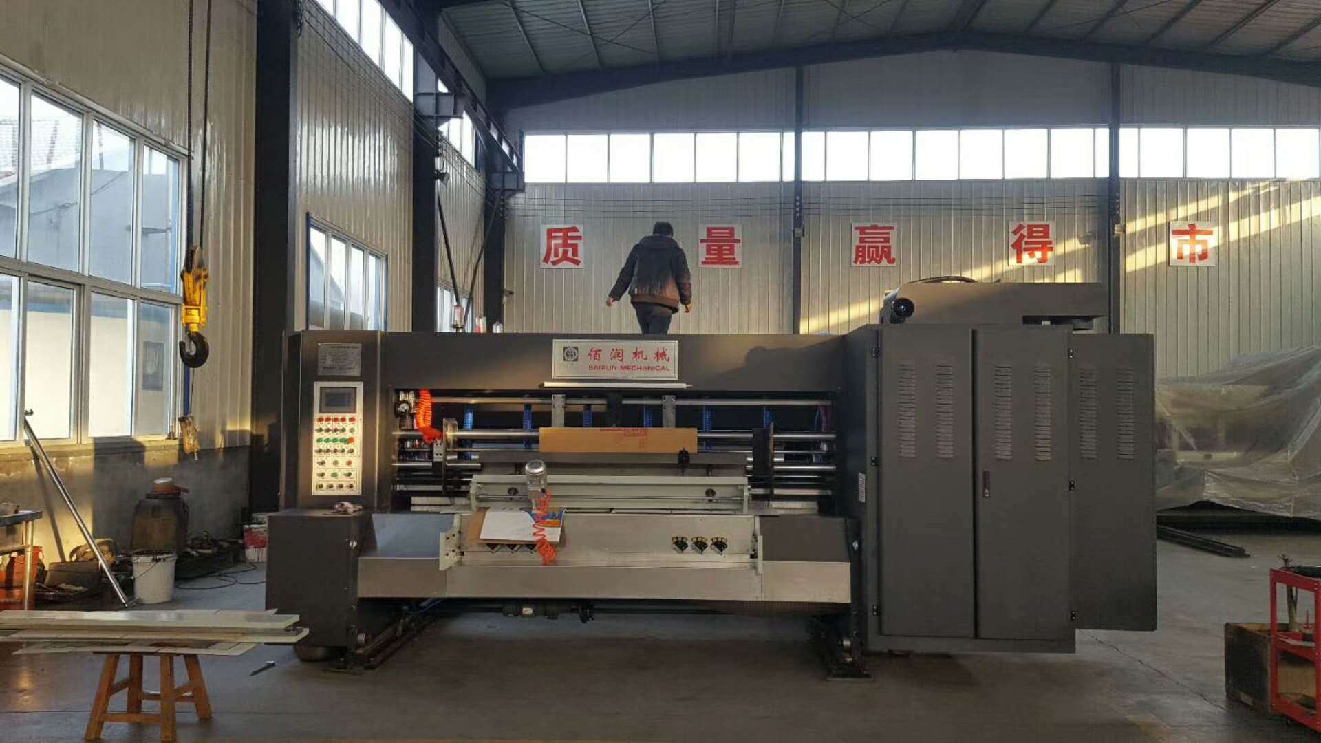 High Speed 4colors Outside Packaging Corrugated Board Printer with Die Cutter