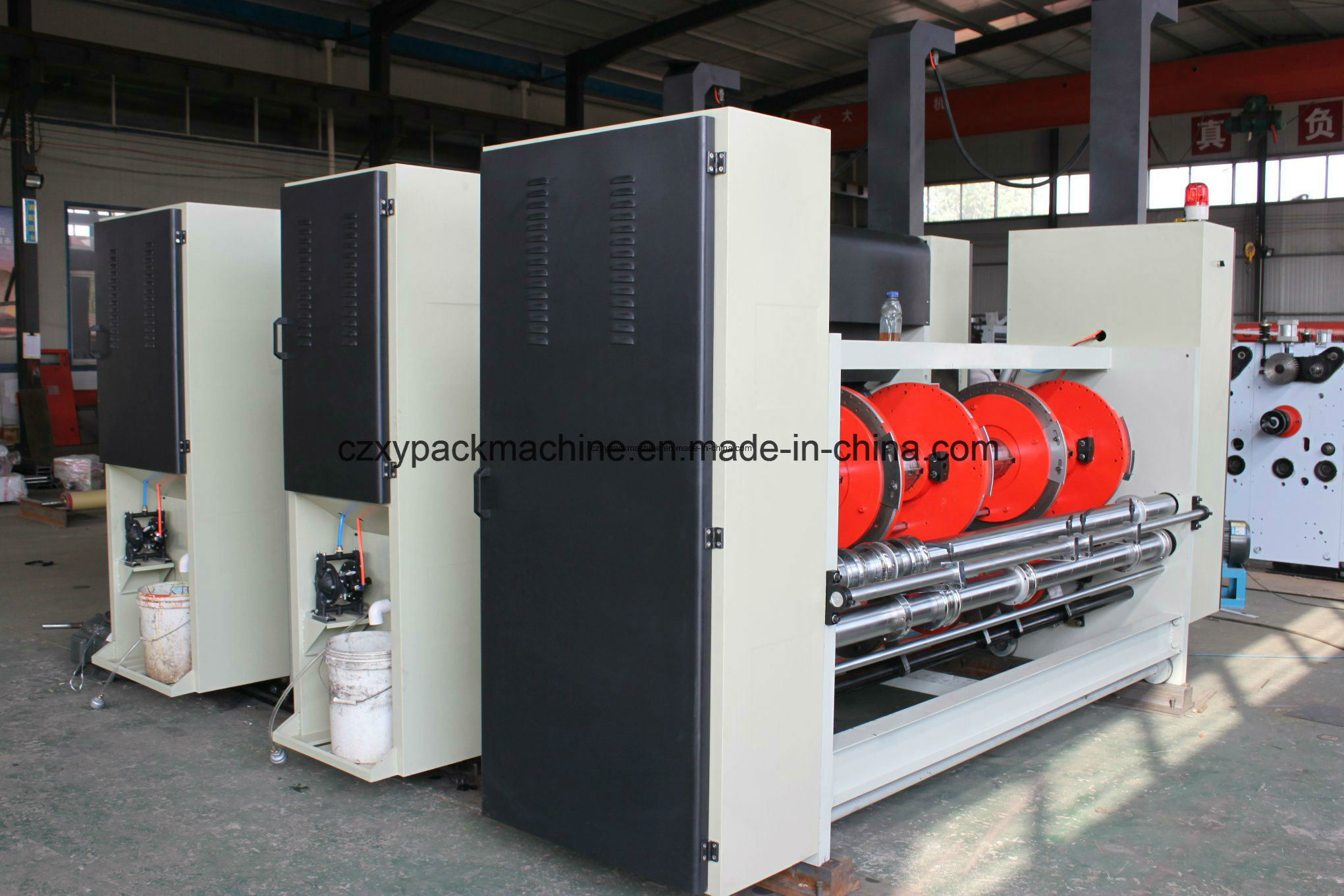 Corrugated cardboard 4colors printer slotter die cutter stacker machine