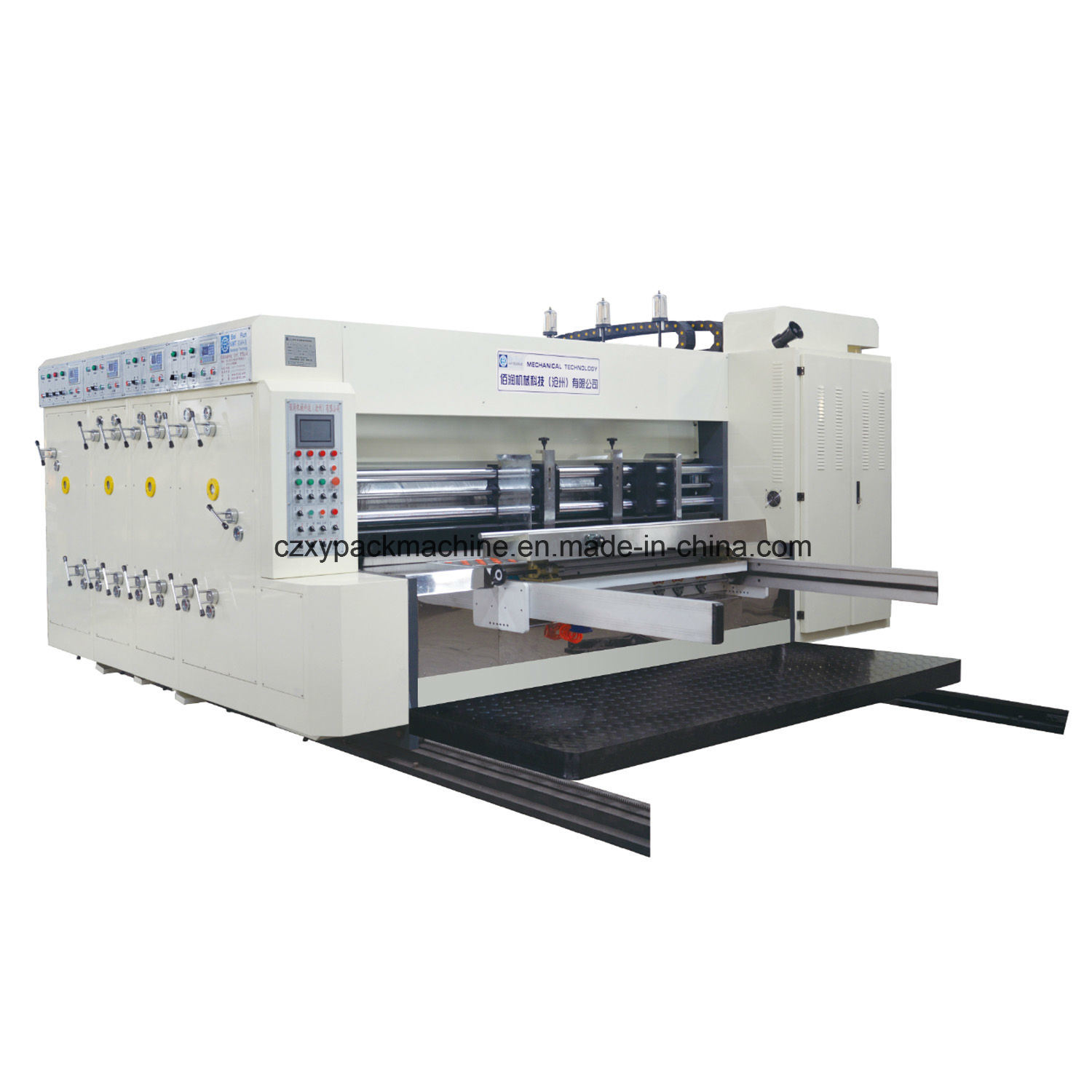 Flexo 4colors Corrugated Cardboard Printer Slotter Die Cutter Stacker Machine