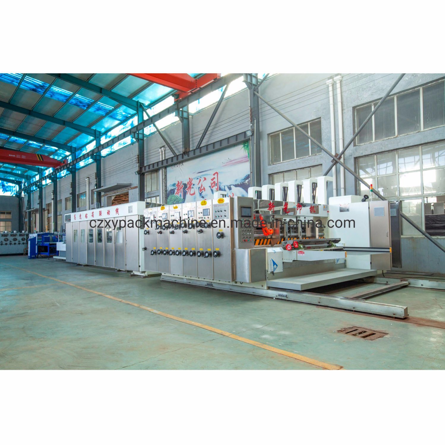 4colors Printing Slotting Die Cutting Folding Gluing Strapping Corrugated Box Production Line